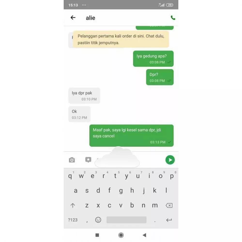 chat alasan minta cancel ojol © berbagai sumber chat alasan minta cancel ojol © berbagai sumber