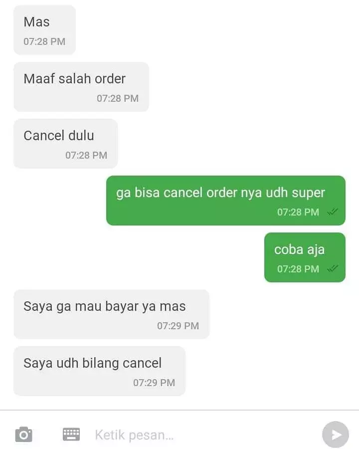 chat alasan minta cancel ojol © berbagai sumber chat alasan minta cancel ojol © berbagai sumber