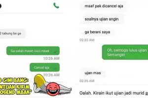 15 Chat lucu alasan minta cancel ojek online ini bikin tepuk jidat
