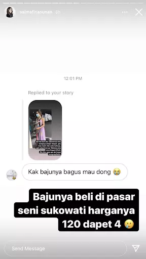 Salmafina beli baju di pasar Instagram