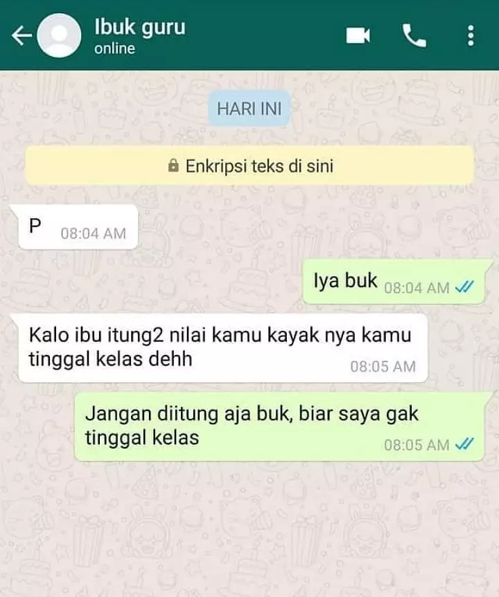 Chat lucu murid dan ibu guru © berbagai sumber