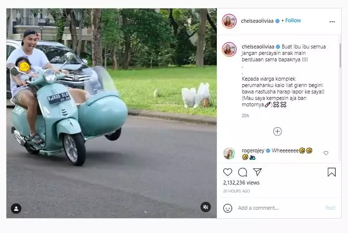 Aksi Glenn naik motor dengan Nastusha © 2021 brilio.net Instagram
