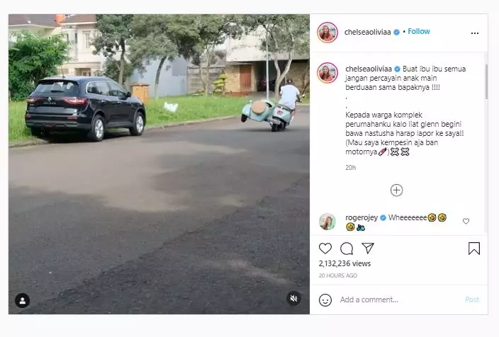 Aksi Glenn naik motor dengan Nastusha © 2021 brilio.net Instagram