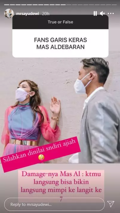 Kehaluan Ayu Dewi bucin Aldebaran © Instagram Kehaluan Ayu Dewi bucin Aldebaran © Instagram