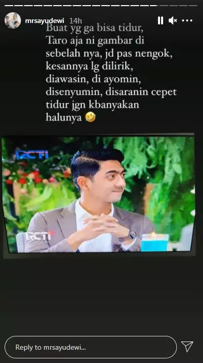 Kehaluan Ayu Dewi bucin Aldebaran © Instagram Kehaluan Ayu Dewi bucin Aldebaran © Instagram