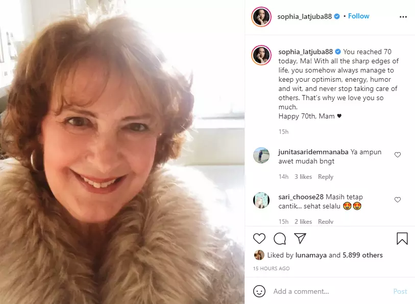 paras ibunda Sophia Latjuba jadi sorotan Instagram