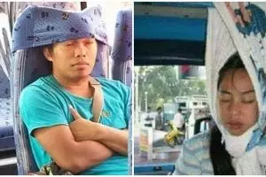 10 Potret orang ngantuk berat di kendaraan umum ini kocak
