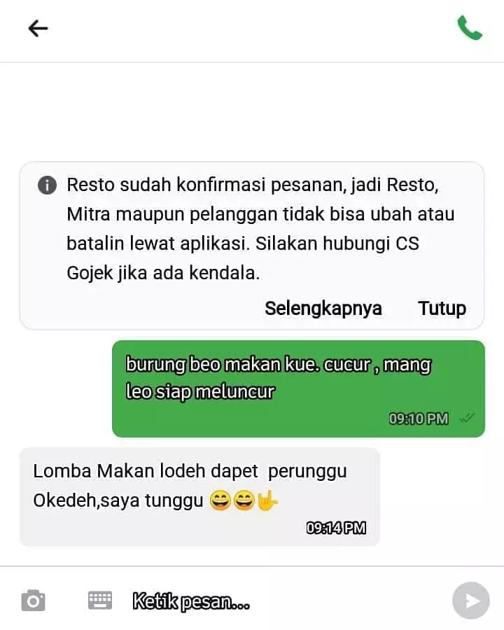 Chat ojek online pakai pantun © berbagai sumber