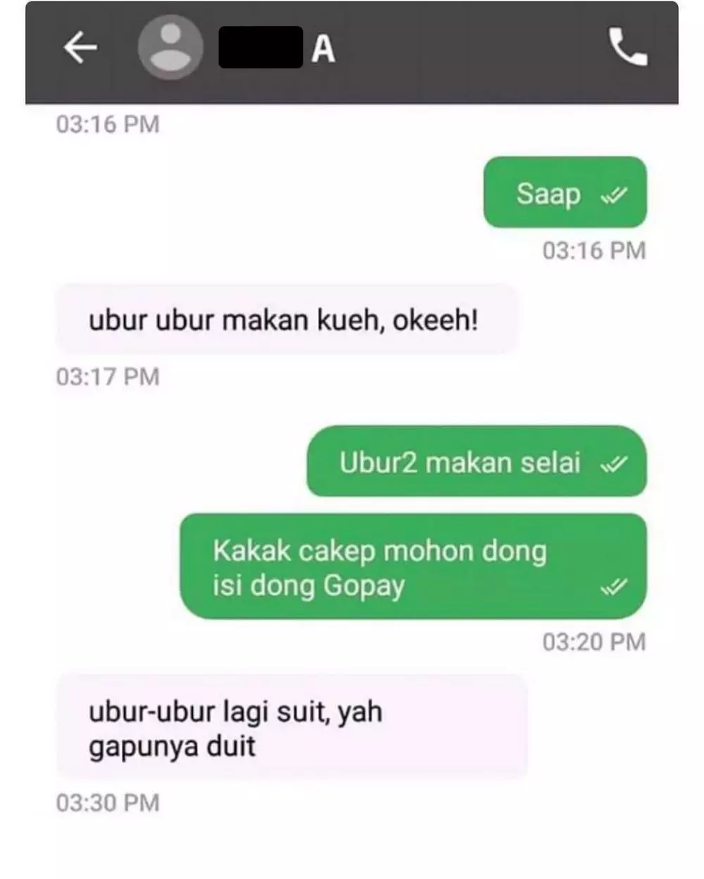 Chat ojek online pakai pantun © berbagai sumber