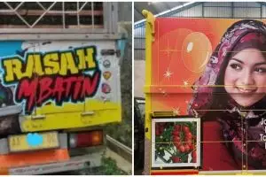 Potret 11 pesinetron cewek di bak truk, tulisannya bikin salah fokus