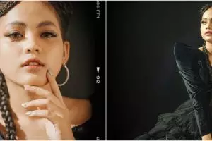 7 Gaya pemotretan Putri D'Academy bertema Woman In Black, memesona