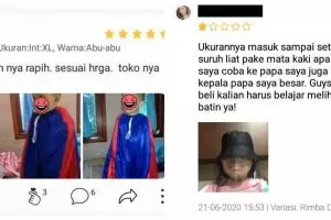 10 Review lucu barang kebesaran, mau ketawa tapi kasihan