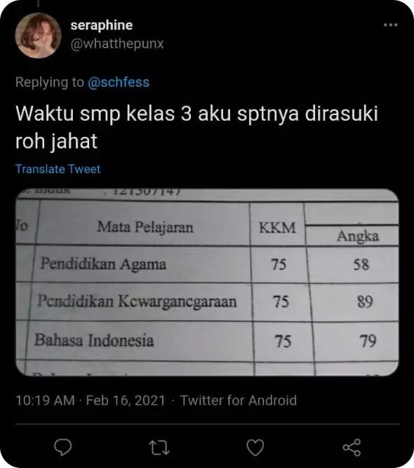Curhat nilai terjelek di sekolah © Twitter
