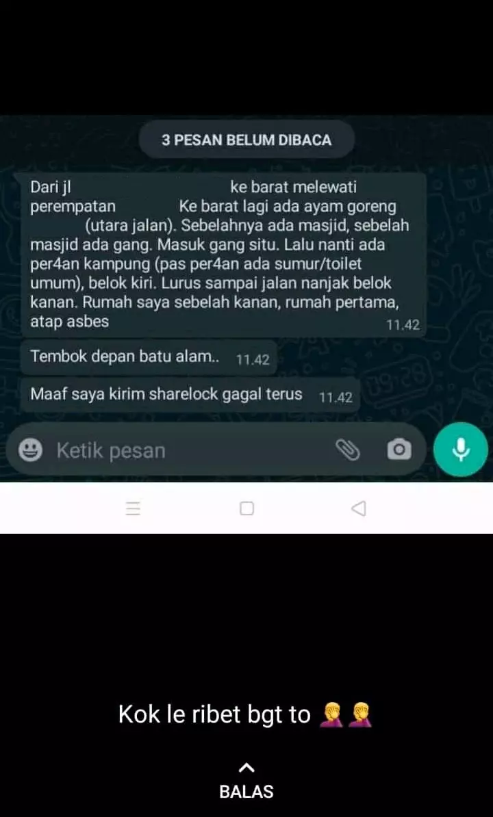 Chat kurir minta petunjuk rumah © Twitter
