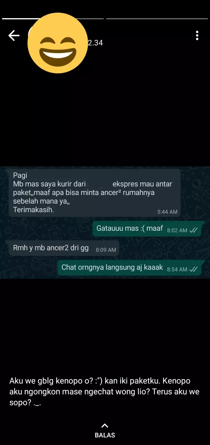 Chat kurir minta petunjuk rumah © Twitter