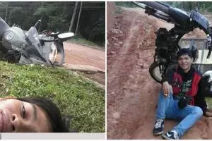 10 Pose tak biasa usai jatuh dari motor ini malah bikin cekikikan