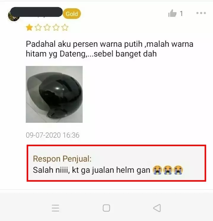 Respons di review bintang satu © Twitter