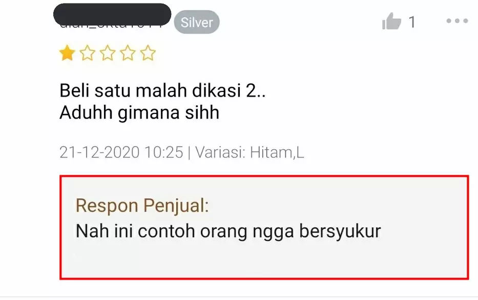 Respons di review bintang satu © Twitter