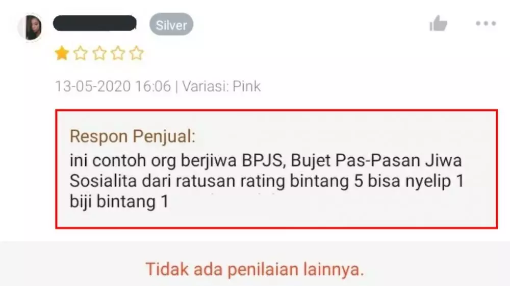 Respons di review bintang satu © Twitter