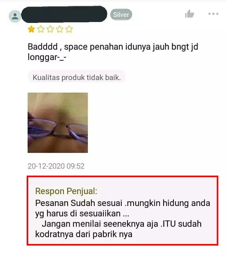 Respons di review bintang satu © Twitter