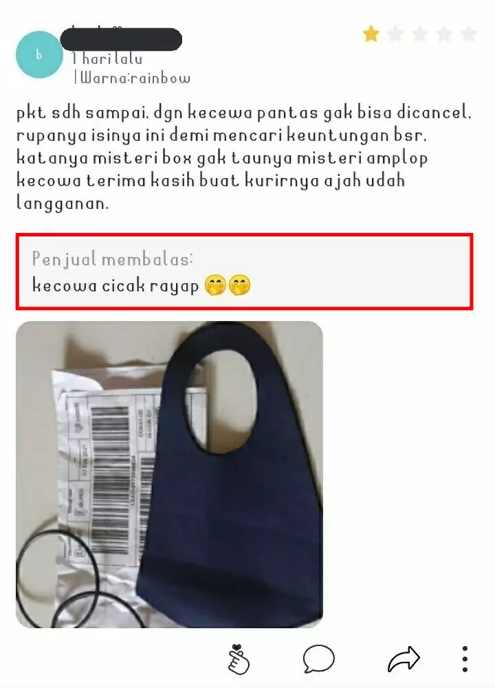 Respons di review bintang satu © Twitter