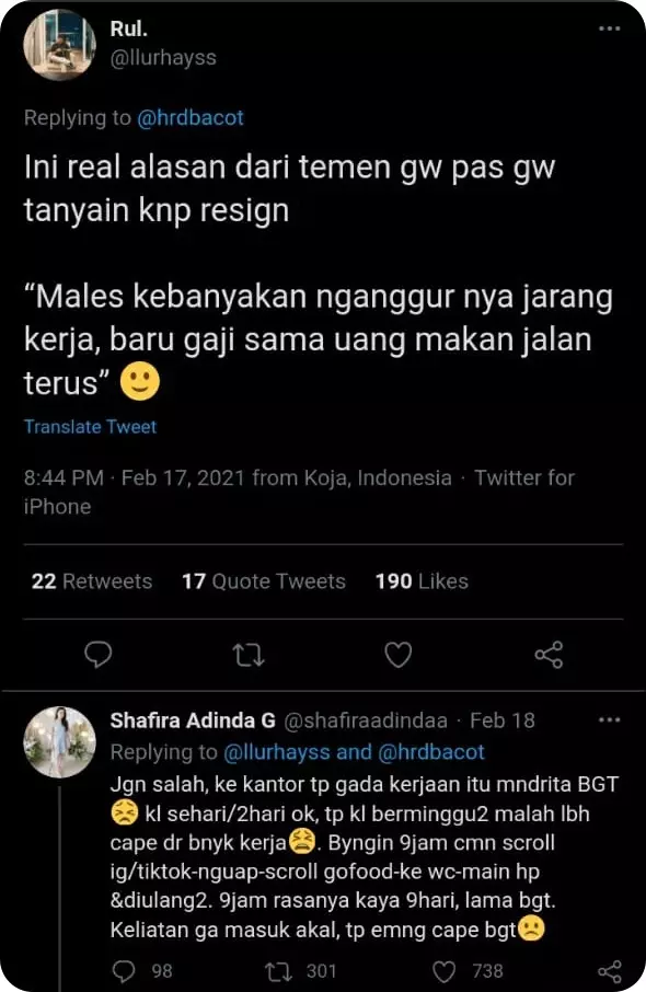 Alasan absurd berhenti kerja  © berbagai sumber