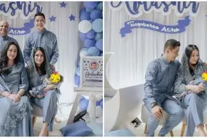 10 Momen akikah anak Angbeen Rishi, mewah dan elegan serba biru