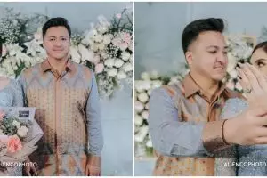 10 Momen pertunangan Syahra Larez mantan Rizky Billar, penuh haru