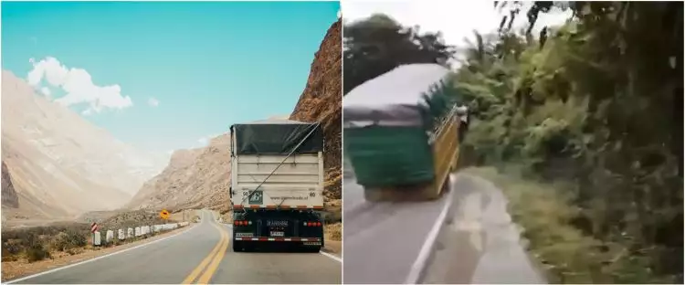 Viral video truk lewati tanjakan hingga ban depan terangkat, ngeri
