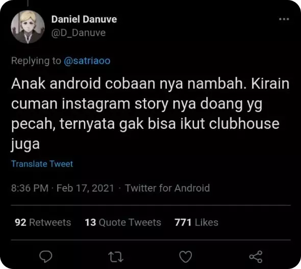 Curhat pengguna Android soal Clubhouse © berbagai sumber