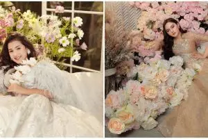 10 Gaya pemotretan pesinetron dengan tema bunga-bunga, memukau