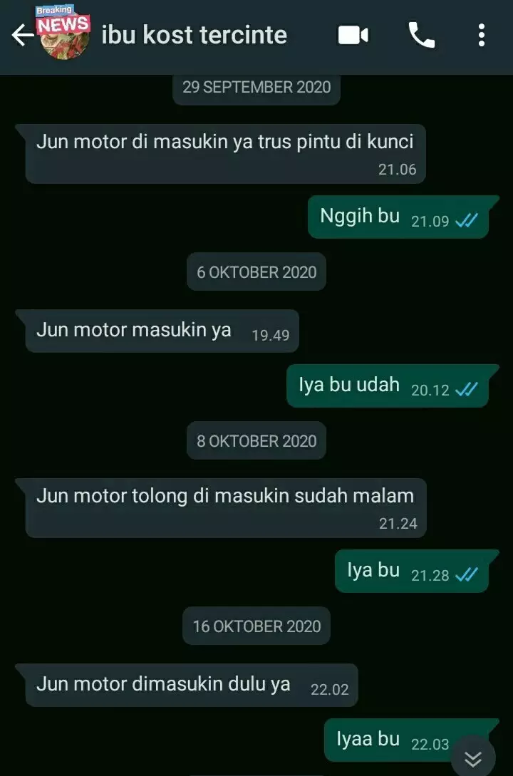 Chat peringatan ibu kos  © berbagai sumber Chat peringatan ibu kos  © berbagai sumber