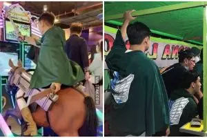 10 Potret lucu orang pakai kostum anime di tempat umum, bikin nyengir