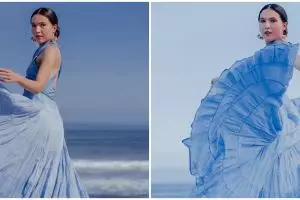 8 Gaya pemotretan Olivia Jensen di pinggir pantai, bak princess