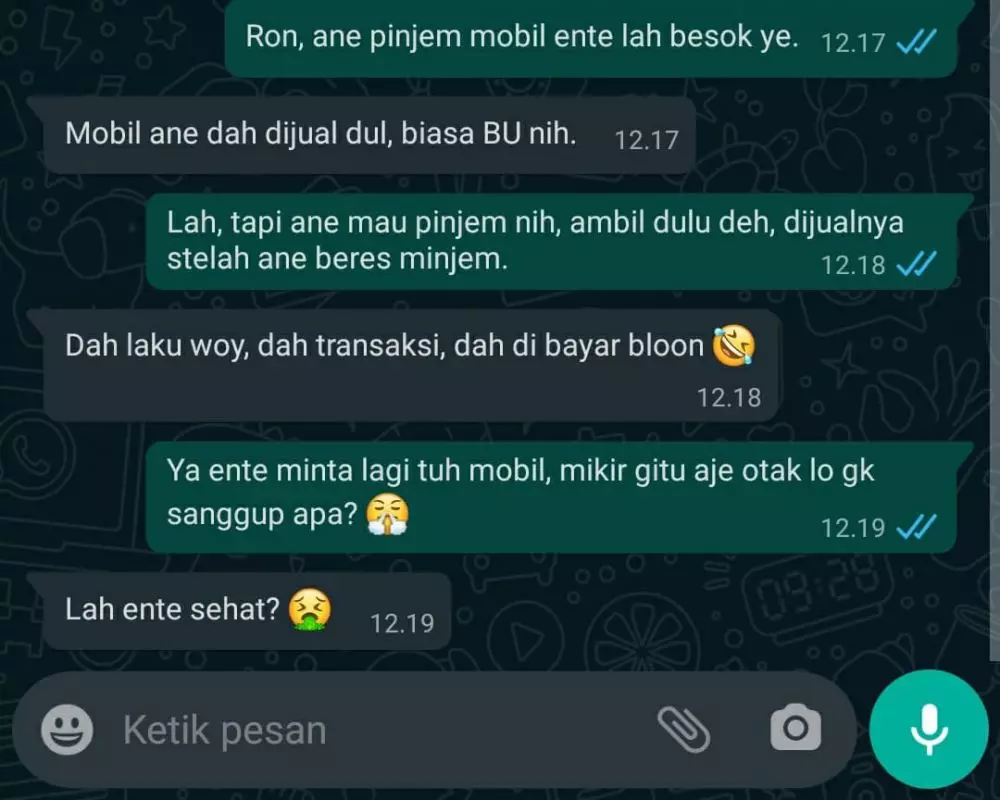 chat ngawur dengan teman dekat Instagram