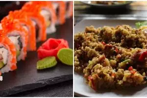 Aksi nyeleneh masak sushi jadi nasi goreng, biar nggak mubazir?