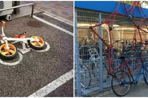 10 Cara absurd parkir sepeda ini bikin senyum tipis