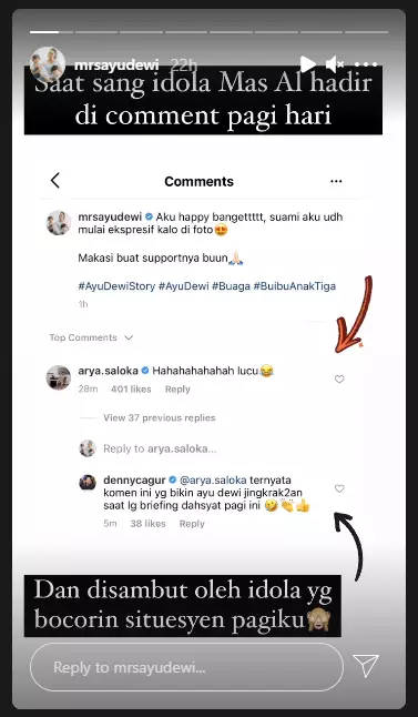 Postingan dikomentari Arya Saloka Ayu Dewi kegirangan Instagram Postingan dikomentari Arya Saloka Ayu Dewi kegirangan Instagram