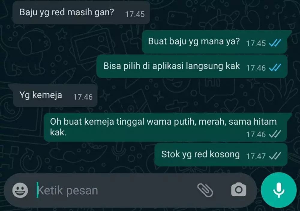 chat olshop pakai bahasa asing Berbagai sumber
