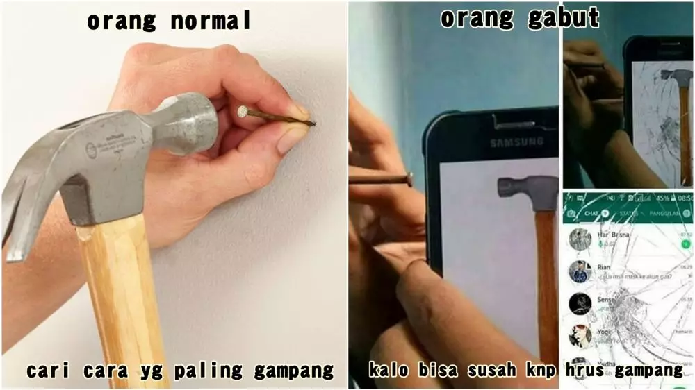 meme lucu orang gabut vs orang normal Berbagai sumber