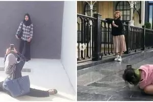 10 Pose kocak orang saat fotoin teman ini ngeselin, ada yang tiduran