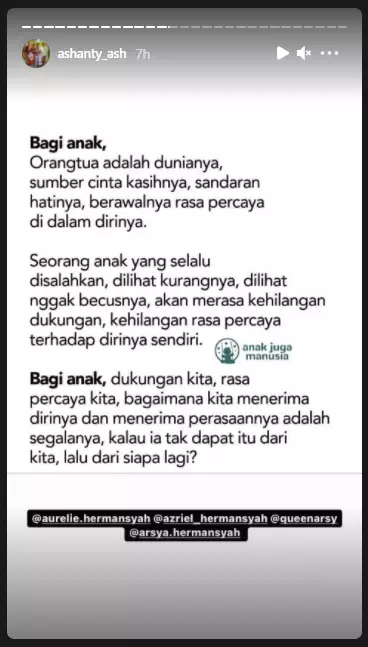 Aurel Hermasnyah tulis ungkapan haru untuk orang tuanya Instagram