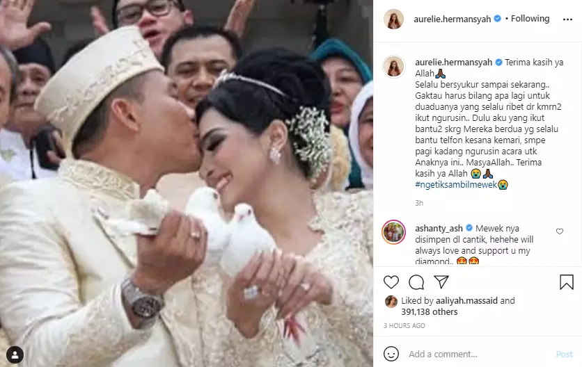 Aurel Hermasnyah tulis ungkapan haru untuk orang tuanya Instagram