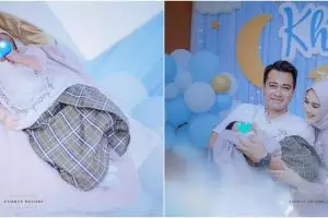 8 Momen akikah anak kedua Eza Gionino, dekorasinya serba biru