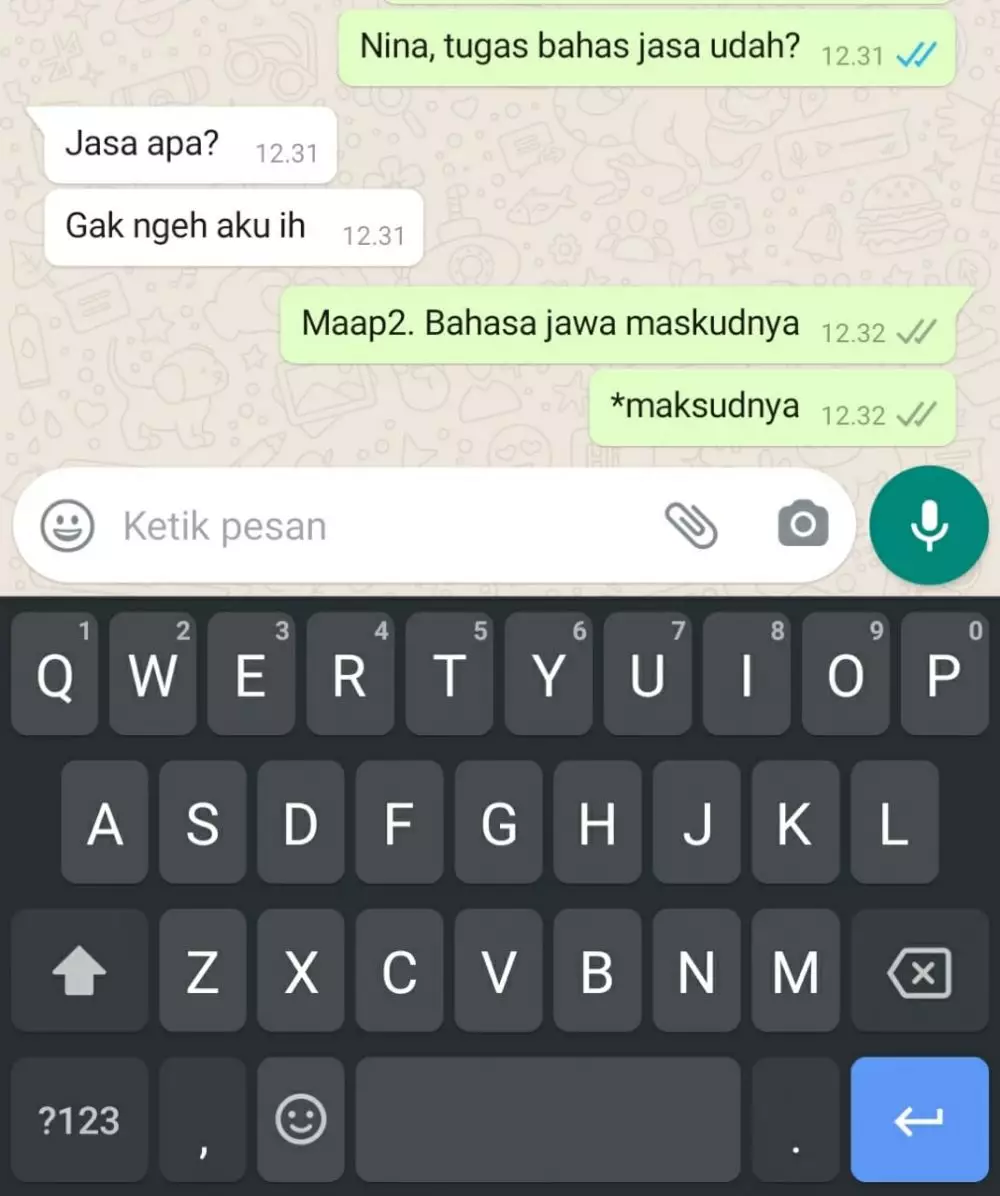 chat typo saat bahas tugas Instagram