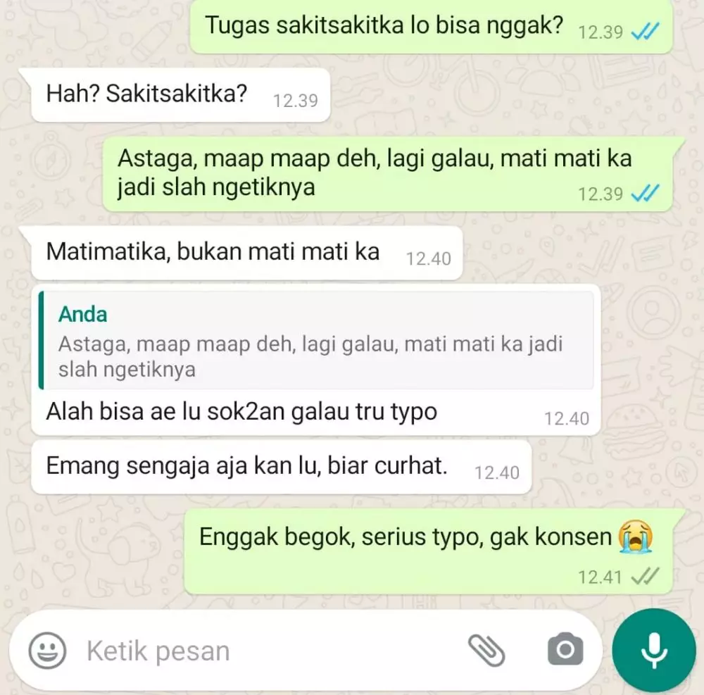 chat typo saat bahas tugas Instagram