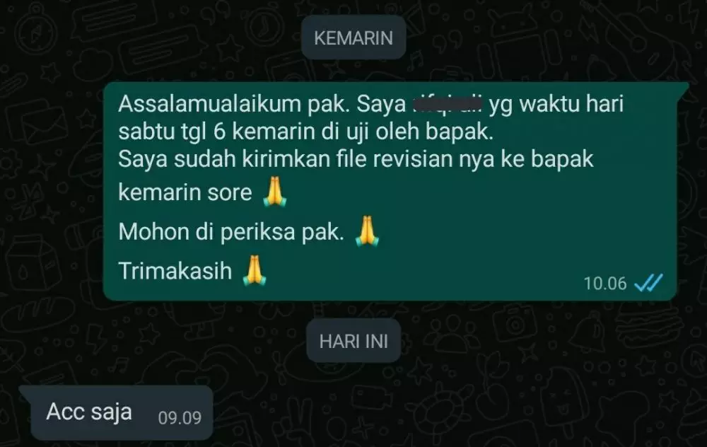 Balasan chat bimbingan skripsi © berbagai sumber