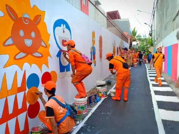 gambar kartun absurd di tembok Berbagai sumber