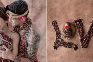 8 Pemotretan keluarga Irfan Bachdim pakai baju Bali, curi perhatian