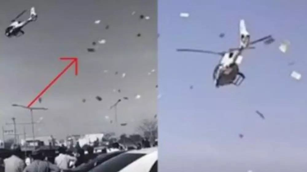 sebar uang pakai helikopter © 2021 brilio.net